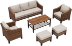 6-Piece Patio Conversation Sets, Outdoor Sectional Sofa - Image 8