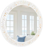 Tanmicoshomy 36 Inch Large Round Mirror, Natural Shell Inlay Framed Large - Image 7