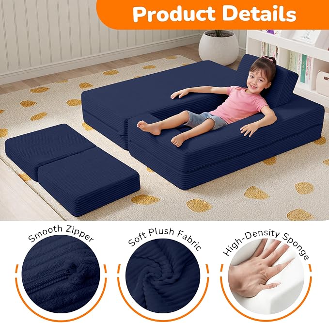 MeMoreCool Modular Kids Couch, Corduroy Play Toddler Couch - Image 5