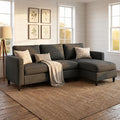 SUNLEI Small L-Shaped Sectional Couch, Modern Grey Couch by SUNLEI