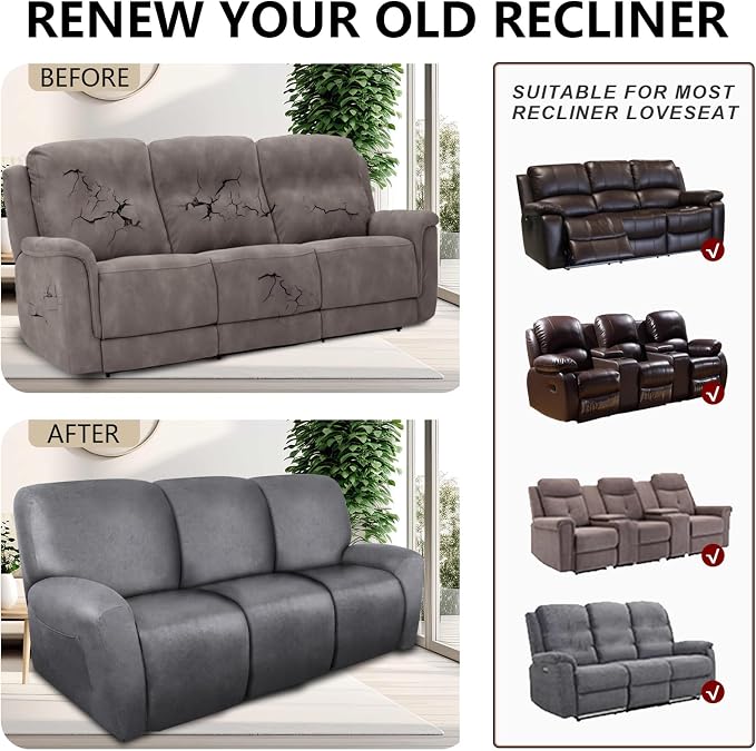 ANARACHON Recliner Couch Cover Leather Look Recliner Sofa Covers - Image 6