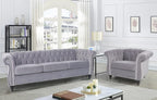 RARZOE Modern 2 Pieces Living Room Sofa Set, Contemporary Tufted Button Velvet by RARZOE