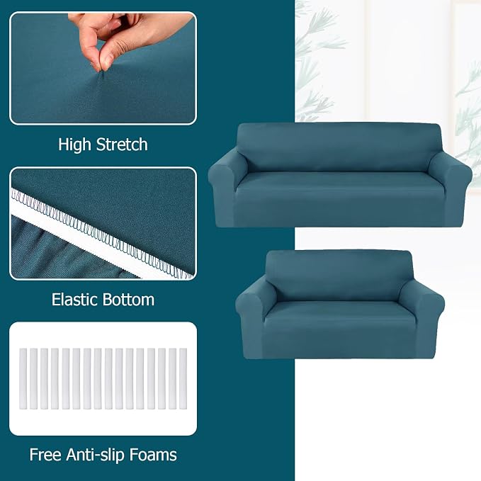 Peryiter 2 Pcs Sofa Covers Couch and Loveseat Covers Set Stretch Sofa Slipcover - Image 4