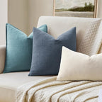 MIULEE Dark Grey Blue Chenille Couch Throw Pillow Covers, 20x20 | Set of 2 - Image 2