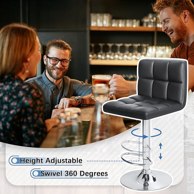 Homall Bar Stools Modern PU Leather Adjustable Swivel Barstools, Armless - Image 6