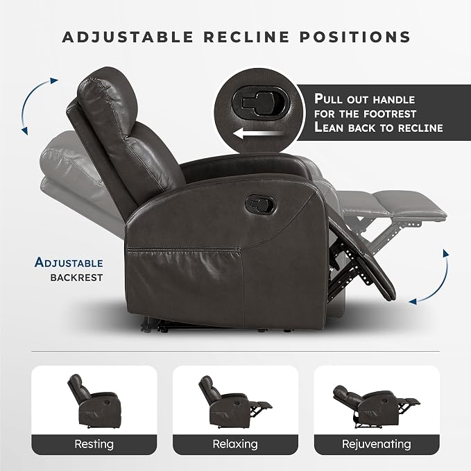 Lexicon Manual Reclining Loveseat, Faux Leather Loveseat Recliner, Wall Hugger - Image 4