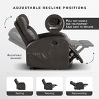 Lexicon Manual Reclining Sofa, Faux Leather Recliner Sofa, Wall Hugger - Image 4