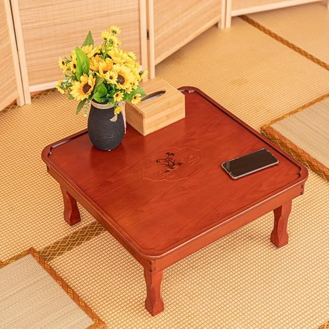 Folding Square Tea Coffee Table, Household Kang Table, Low Wooden Table - Image 7
