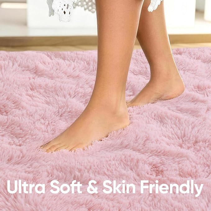 4x6 Pink Fluffy Soft Area Rug Non-Slip - Image 5
