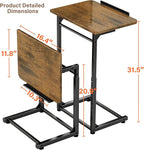 Tv Tray Table, 8-Level Adjustable Height Couch Side Table，90° Tilt Angle - Image 2