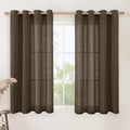 Semi Sheer Linen Curtains 45 Inches Long, Linen Textured Light Filtering Panels by LAMIT