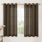 Semi Sheer Linen Curtains 45 Inches Long, Linen Textured Light Filtering Panels by LAMIT