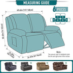 TAOCOCO Recliner Loveseat Slipcover, 6 Pieces Dual Recliner Sofa Covers - Image 5
