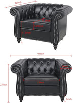 LEVNARY Leather Upholstered Armchair, Mid-Century Modern Single Sofa Chair - Image 2