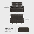 Lexicon Manual Reclining Loveseat, Faux Leather Loveseat Recliner, Wall Hugger - Image 6