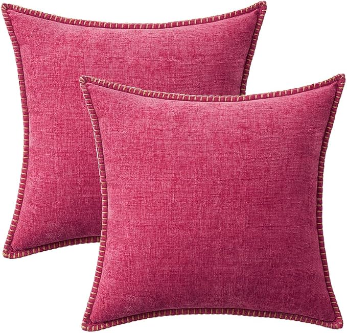 MIULEE Decorative Couch Throw Pillow Covers 20x20 Inch Hot Pink 2 Pack | - Image 6