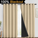Yakamok Beige 100% Blackout Curtains 84 Inches Long - Image 2