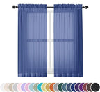 Sheer Curtains 54 Inch Length 2 Panels Set, Royal Blue Clear Sheer Short by OWENIE