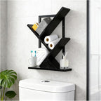 3 Tier Small Tree Bookshelf Black Floating Book Shelves - Image 9