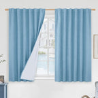 Full Blackout Linen Bedroom Curtains 54 Inch 2 Panels, Privacy Protected by LAMIT