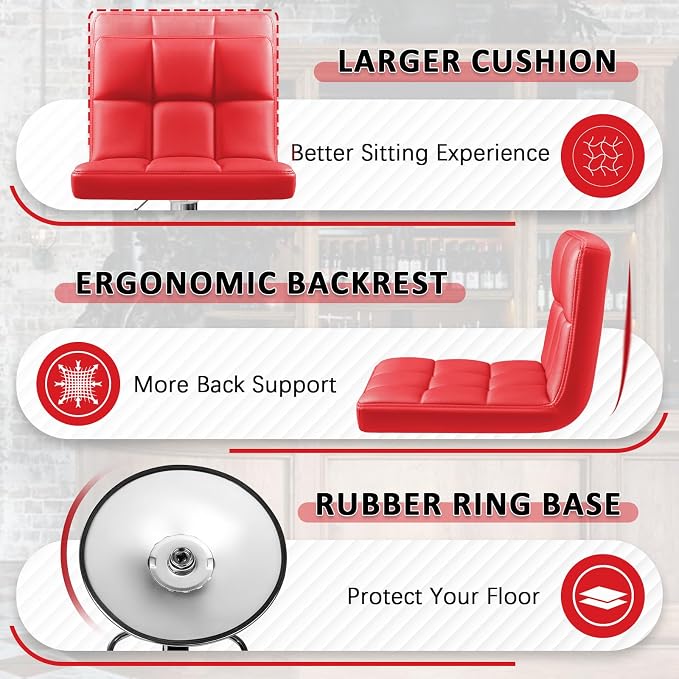 Homall Bar Stools Modern PU Leather Adjustable Swivel Barstools, Armless - Image 6