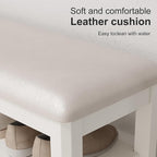 AQIMUELE Shoe Bench with Leather Cushion, 3 Tiers Shoe Storage Bench Height - Image 4