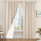 84 Inch Length 100% Blackout Linen Curtains by LAMIT