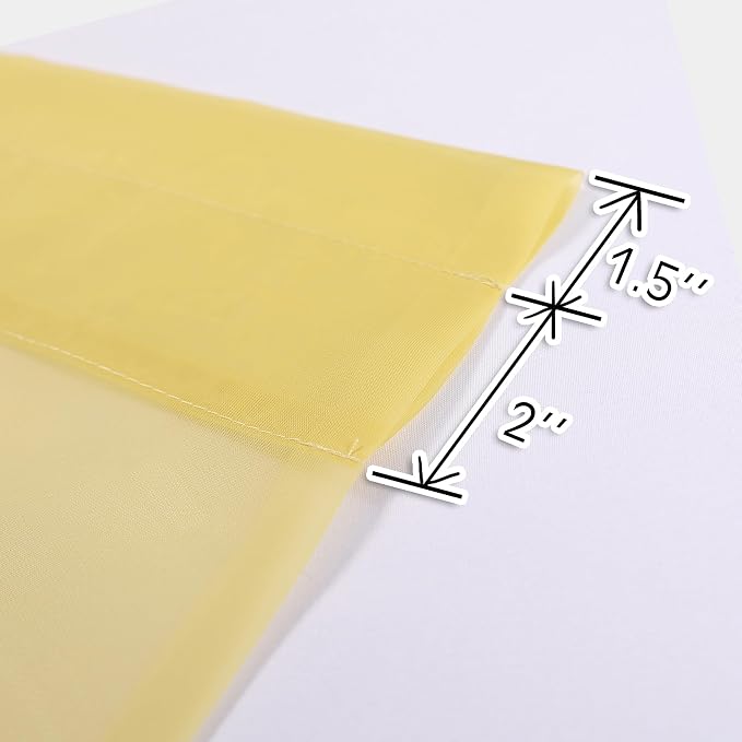 Mustard Yellow Sheer Curtains 45 Inches Long 2 Panels, Light Filtering Sheer - Image 2