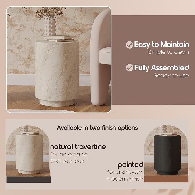 LeisureMod 14” Wide Round Side Table in Fiberstone - Image 9