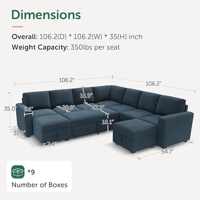 HONBAY Modular Sectional Sleeper Sofa - Image 2