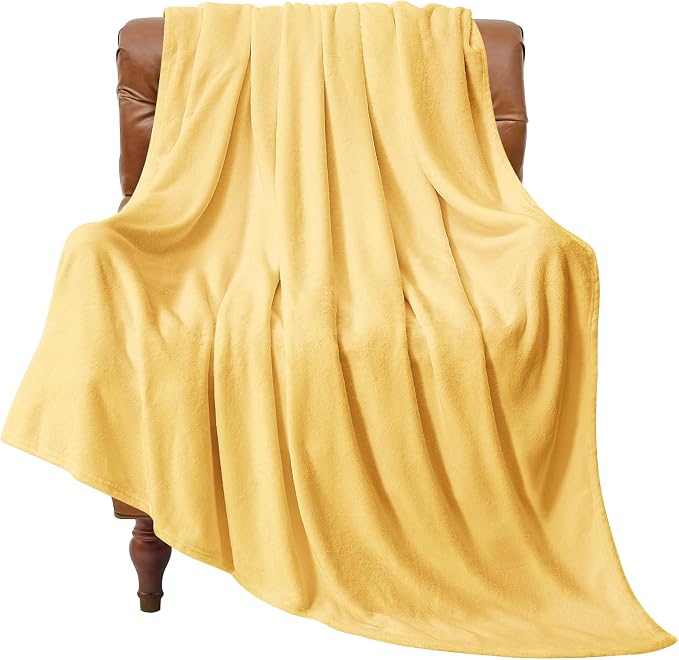 BEDELITE Fleece Blanket Soft Plush Twin Size Blanket Cream Yellow 60"x80" | by BEDELITE