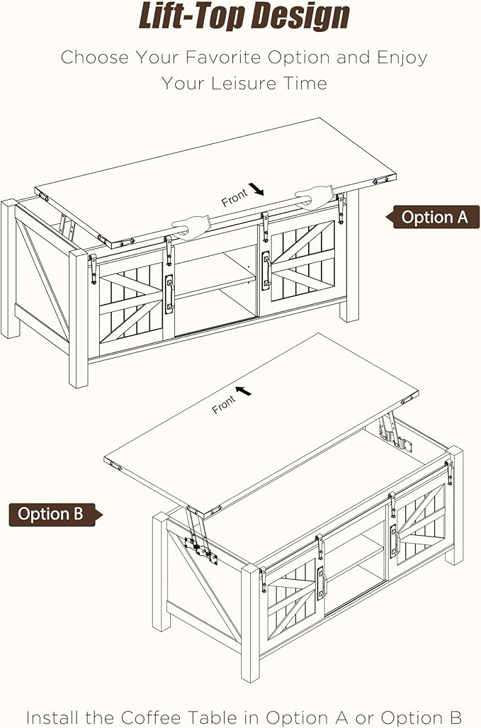 OKD 48" Farmhouse Lift Top Coffee Table - Image 5