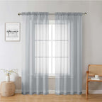 Light Grey Sheer Curtains 78 Inches Long 2 Panels, Light Filtering Voile Airy by Lecloud