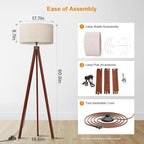 LEPOWER Wood Tripod Floor Lamp, Mid Century Standing Lamp, Modern Design - Image 8