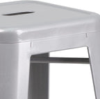 Flash Furniture Commercial Grade 30" High Backless Silver Metal Indoor-Outdoor - Image 9