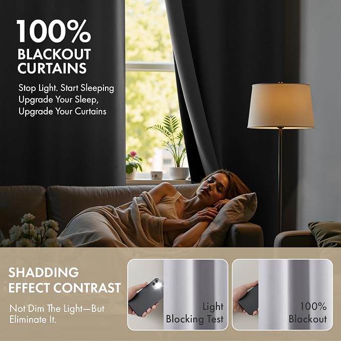 MIULEE Greyish White 40x45 Inch Length Blackout Curtains - Image 2