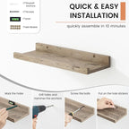Floating Picture Ledge Shelves for Wall Set of 8, 16 Inch Wall Shelves - Image 5