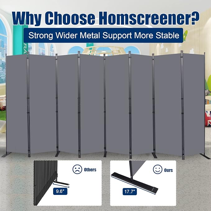 Room Divider 6FT Portable Room Dividers and Folding Privacy Screens, 8 Panel - Image 3