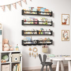 34Inch Nursery Bookshelves, Wall Floating Shelf Kids Coat Rack - Image 2