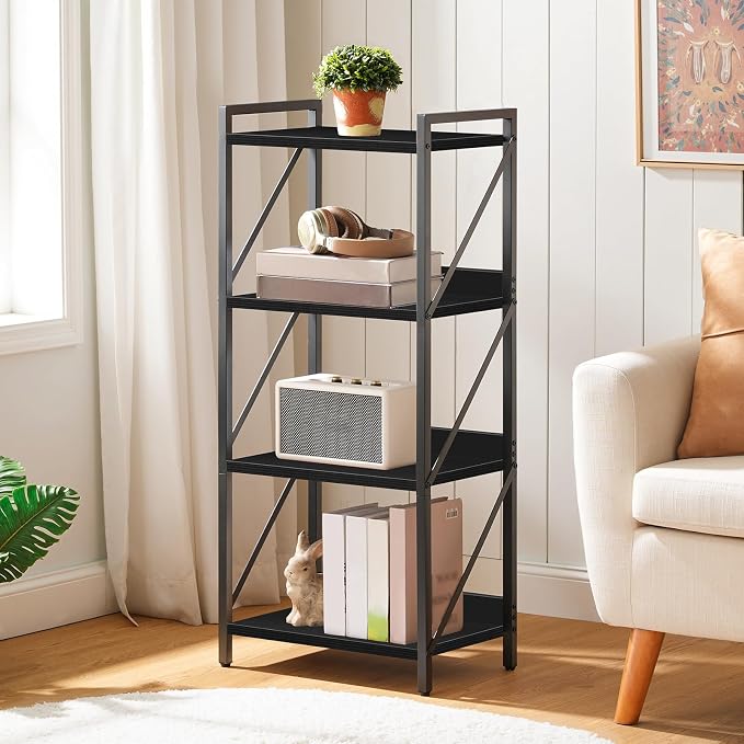 HOOBRO Bookshelf, 4-Tier Industrial Bookcase, Book Shelf Storage Organizer - Image 5
