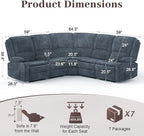 Yolsali Manual Reclining Sectional Sofa Set, 5 Seats Soft Fabric Recliner - Image 2