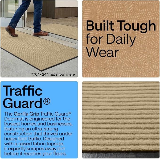 GORILLA GRIP Waterproof Traffic Guard Door Mat, 2 Pack Indoor Outdoor Durable - Image 3