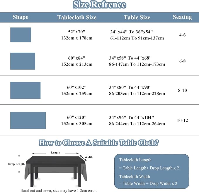 VClife Table Cloth Blue and White Table Cloth Rectangle Tablecloth Rustic - Image 2