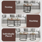 Garden 4 you Nesting Coffee Table, 23.6" Round Coffee Table Set of 2, Wooden - Image 6