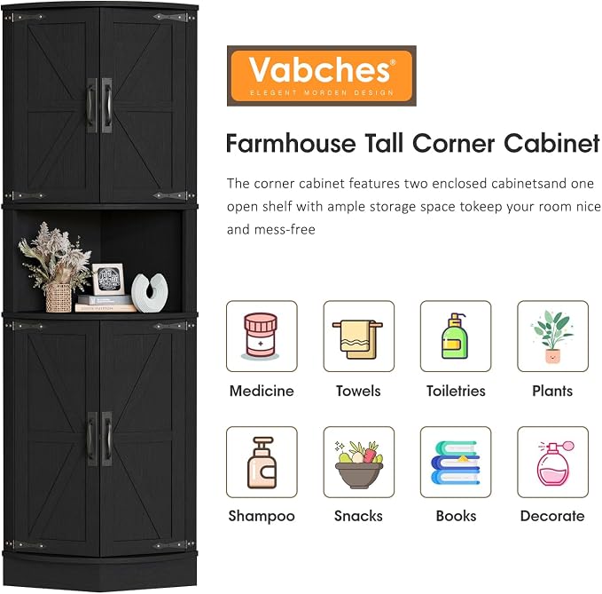 Vabches 64.8" Tall Farmhouse Corner Cabinet - Image 5