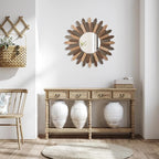 Emfogo Wall Mirror 21 inch Large Rustic Wood Boho Mirror Wall Decor Boho Room - Image 7