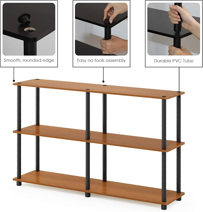 Furinno TURN-N-TUBE Storage Shelves, 3-Tier 47.4 Wide Book Shelf, Corner Shelf - Image 5