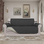 Easy-Going Reversible Couch Cover, 2 Cushion Sofa, Darkgray/Beige | Oversized - Image 2