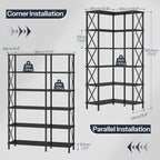 HOOBRO Corner Bookshelf, 6-Tier L-Shaped Bookcase, Industrial Open Display - Image 2
