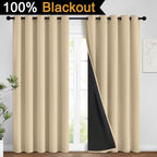 Yakamok Beige 100% Blackout Curtains 84 Inches Long - Image 2